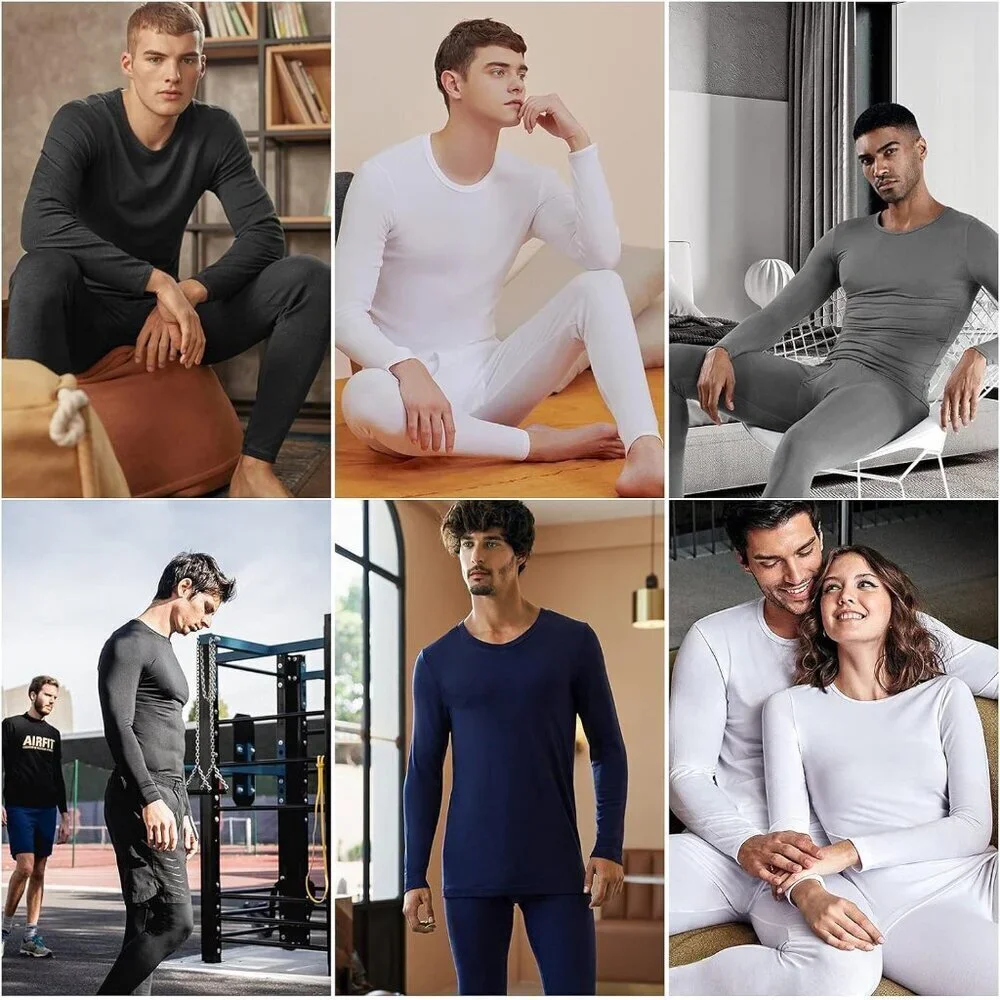 Thermal Underwear for Men Long Johns with Fleece Lined Base Layer Men Cold Weath